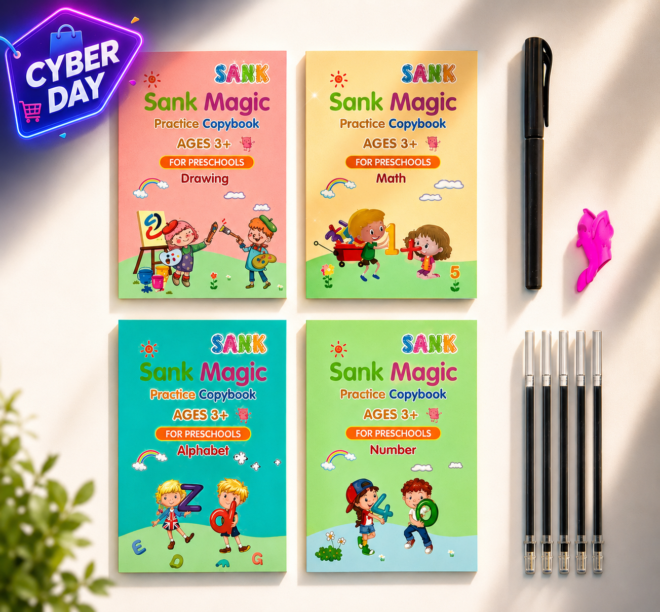 Set 4 libros magic caligrafia montessori